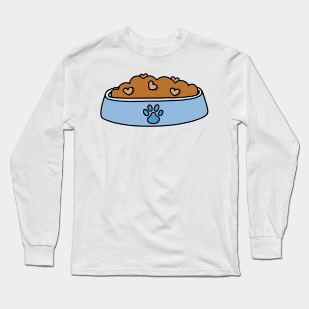 Blue Heart Pet Food Bowl Long Sleeve T-Shirt by murialbezanson